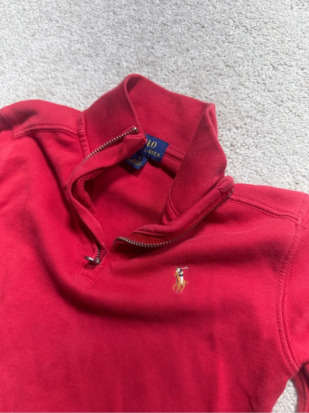 Polo Ralph Lauren Boys Cotton Red Quarter Zip Pullover Logo Size 5T